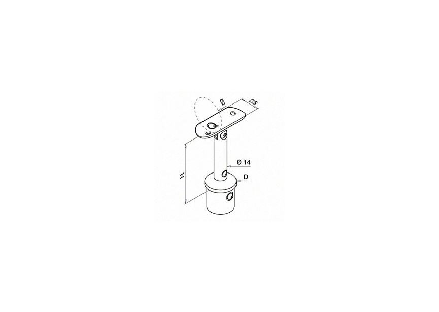 Support de main-courante sur poteau, orientable